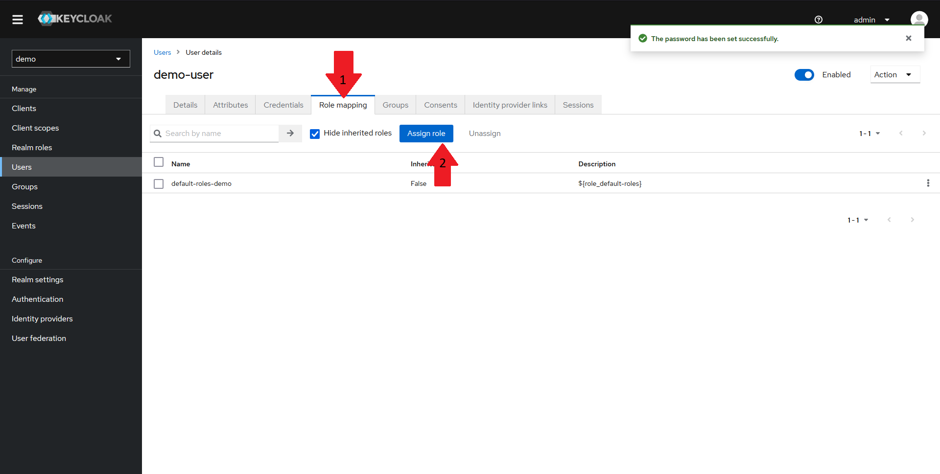 Keycloak create user step 6